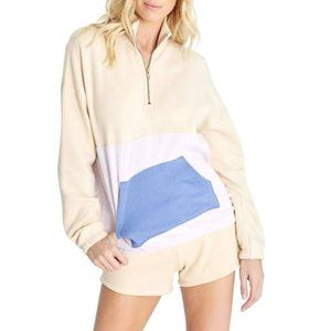 Wildfox Lea Color Blocked Quarter Zipped Sweatshirt Size Large